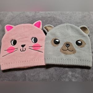 Big kids animal face beanies, new without tag
